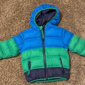 Snozu Kids Blue and Green Puffer Jacket